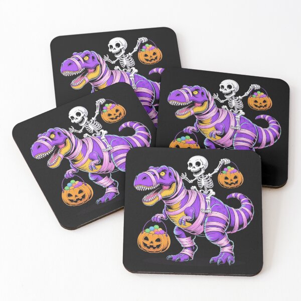 Item preview, Skeleton Riding Mummy Dinosaur Pumpkin Candy Bucket Halloween designed and sold by thebest-2studio.