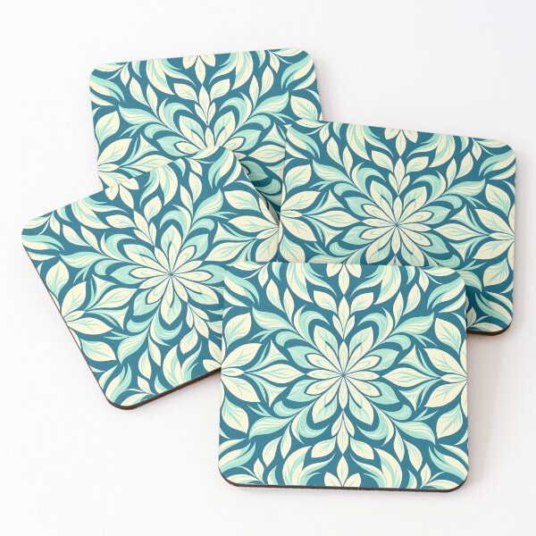 Item preview, Blue, Flowers & Leaves, Abstract Artistic Stylize, Symmetrical Repeated Texture Pattern (image size 8320x12480) designed and sold by Digital-Davinci.