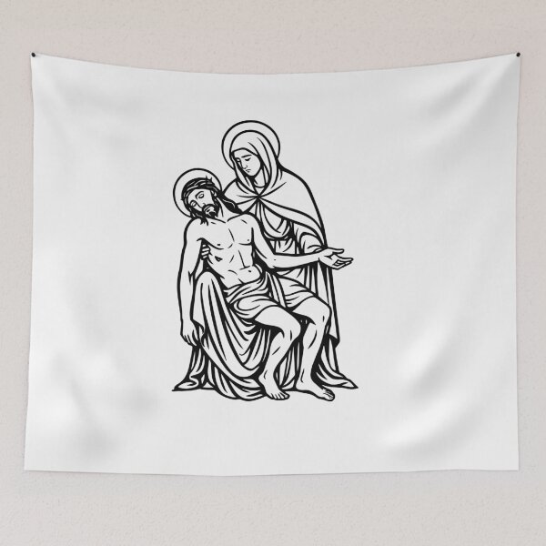 Item preview, Minimalist Pietà Line Art – Sacred Religious Illustration for T-Shirt & Poster designed and sold by KARTICK DUTTA.