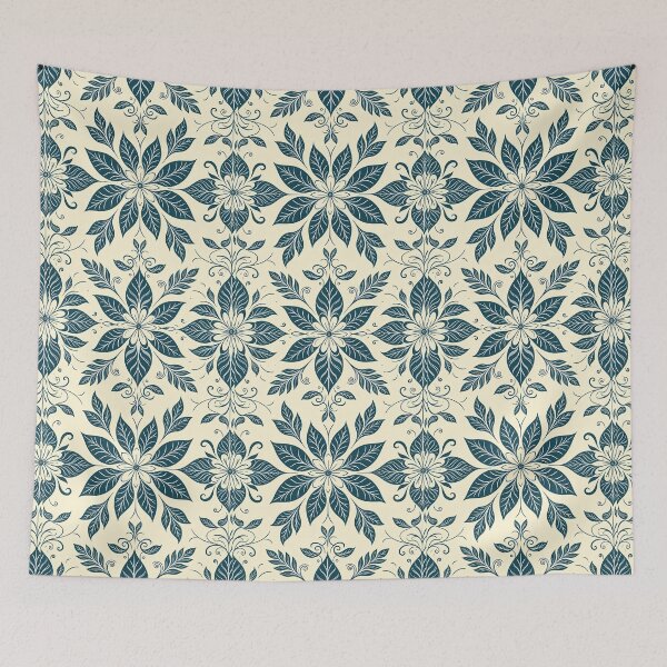 Item preview, Blue, Flowers & Leaves, Abstract Artistic Stylize, Symmetrical Repeated Texture Pattern (image size 8320x12480) designed and sold by Digital-Davinci.