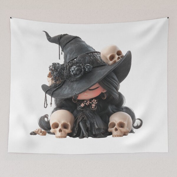 Item preview, Hekate Chibi Halloween Skull Goddess | Gothic Witchy Chibi Art designed and sold by GoldenChiArt.