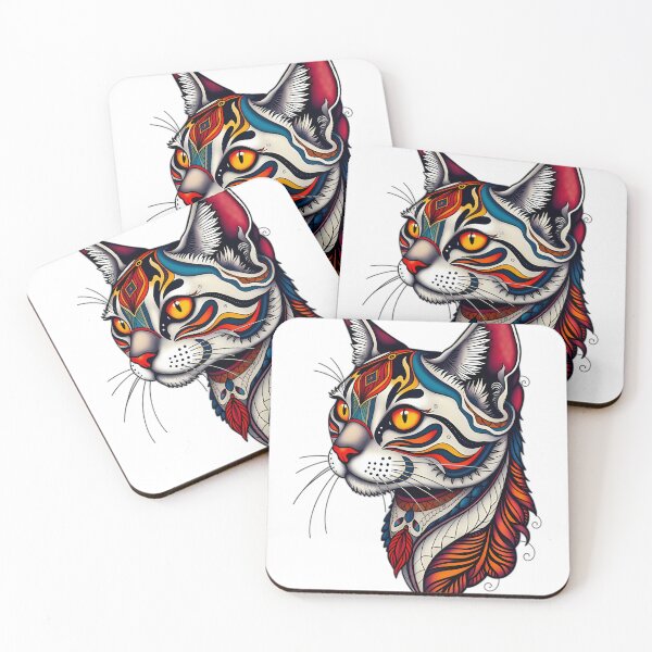 Item preview, Mystic Zentangle Tribal Cat - Colorful Tattoo Style Art designed and sold by DarianSchmeler.