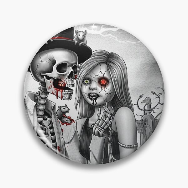 Item preview,  Fancy dapper Skeleton man and creepy zombie girl cool horror art designed and sold by Vintage Designs +.