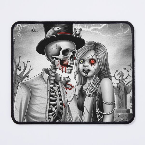 Item preview,  Fancy dapper Skeleton man and creepy zombie girl cool horror art designed and sold by Vintage Designs +.