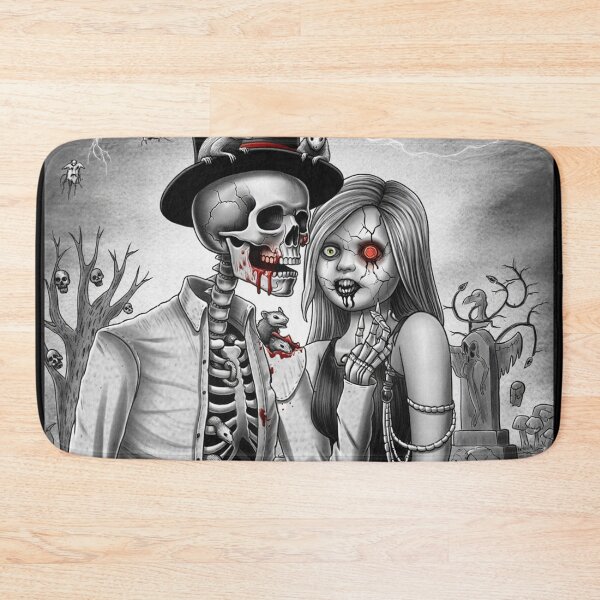 Item preview,  Fancy dapper Skeleton man and creepy zombie girl cool horror art designed and sold by Vintage Designs +.