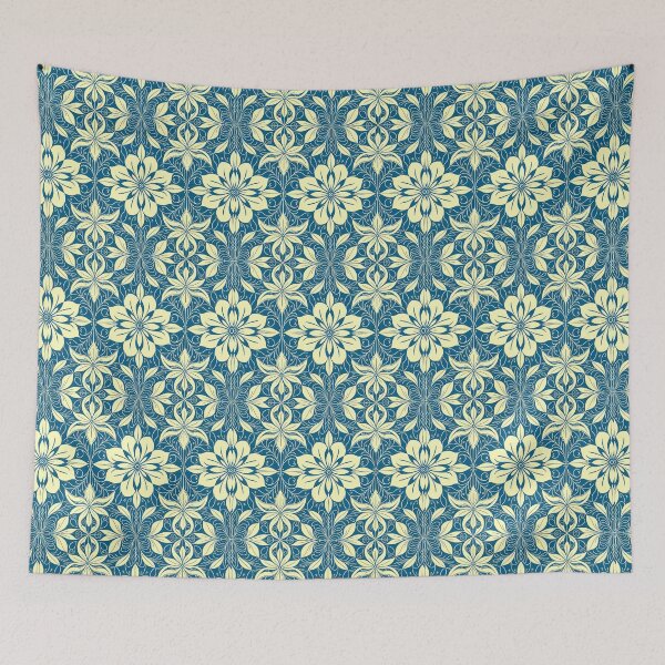 Item preview, Blue, Flowers & Leaves, Abstract Artistic Stylize, Symmetrical Repeated Texture Pattern (image size 8320x12480) designed and sold by Digital-Davinci.
