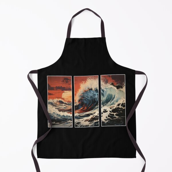 Item preview, Dramatic Ocean Waves Triptych at Sunset – Japanese Style Art designed and sold by Jeeraphat Homrern.