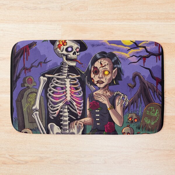 Item preview,  Fancy dapper Skeleton man and creepy zombie girl cool horror art designed and sold by Vintage Designs +.
