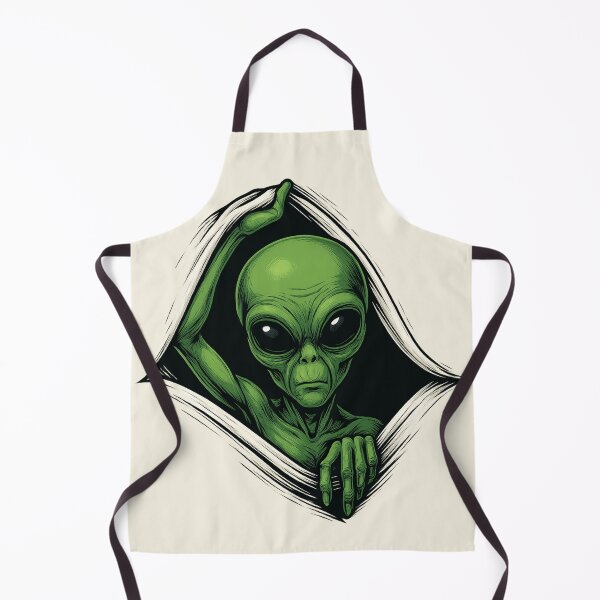 Item preview, Green Alien Peeking Through Space – Creepy Sci-Fi Artwork designed and sold by DamianRoy88.