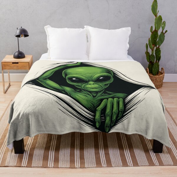 Item preview, Green Alien Peeking Through Space – Creepy Sci-Fi Artwork designed and sold by DamianRoy88.