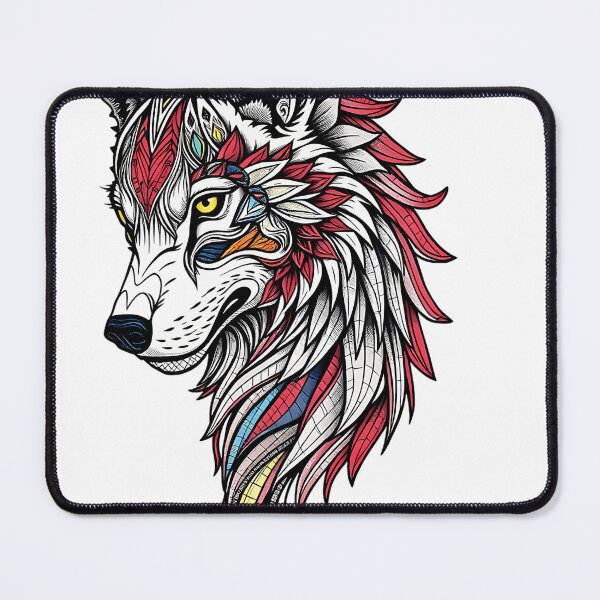 Item preview, Ornate Tribal Wolf Head With Vibrant Patterns designed and sold by TysonTorphy.