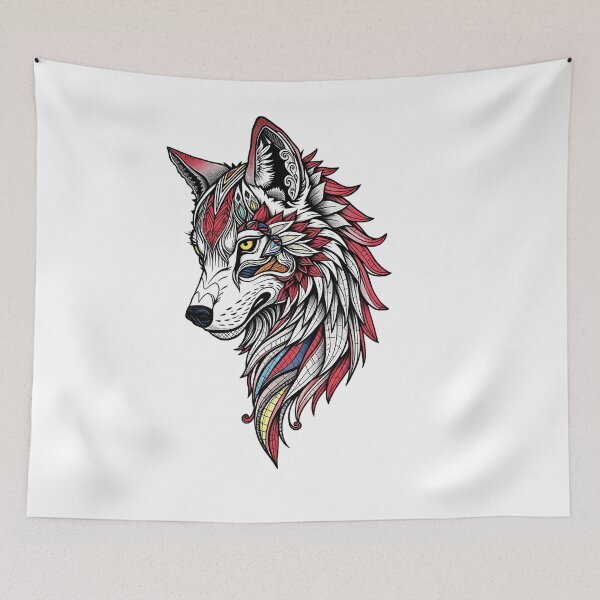 Item preview, Ornate Tribal Wolf Head With Vibrant Patterns designed and sold by TysonTorphy.