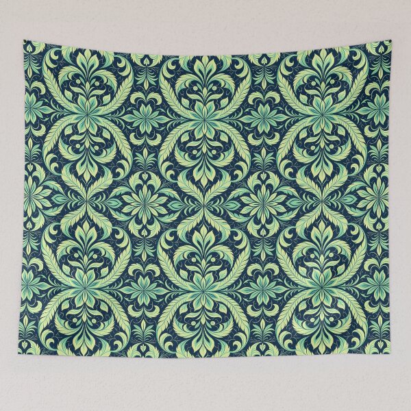 Item preview, Blue, Flowers & Leaves, Abstract Artistic Stylize, Symmetrical Repeated Texture Pattern (image size 8320x12480) designed and sold by Digital-Davinci.