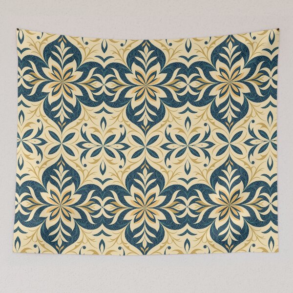 Item preview, Blue, Flowers & Leaves, Abstract Artistic Stylize, Symmetrical Repeated Texture Pattern (image size 8320x12480) designed and sold by Digital-Davinci.
