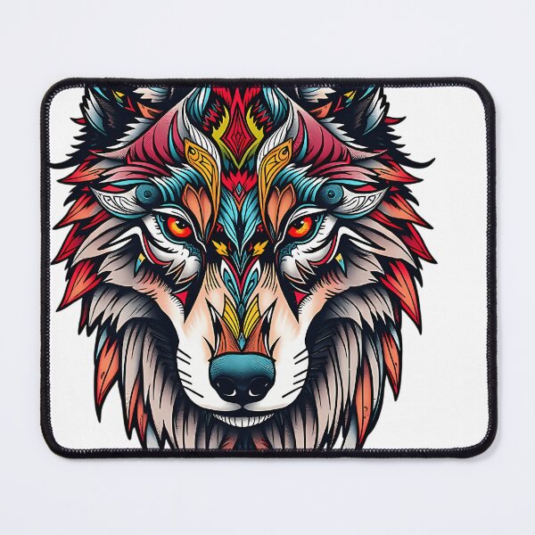 Item preview, Ornate Tribal Wolf Head With Vibrant Patterns designed and sold by TysonTorphy.