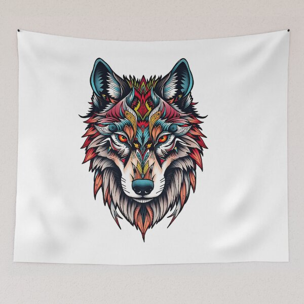 Item preview, Ornate Tribal Wolf Head With Vibrant Patterns designed and sold by TysonTorphy.