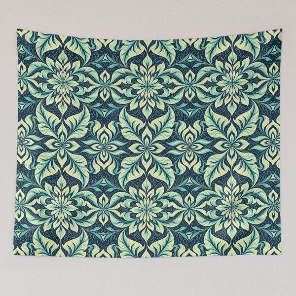 Item preview, Blue, Flowers & Leaves, Abstract Artistic Stylize, Symmetrical Repeated Texture Pattern (image size 8320x12480) designed and sold by Digital-Davinci.