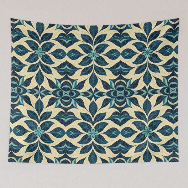 Item preview, Blue, Flowers & Leaves, Abstract Artistic Stylize, Symmetrical Repeated Texture Pattern (image size 8320x12480) designed and sold by Digital-Davinci.