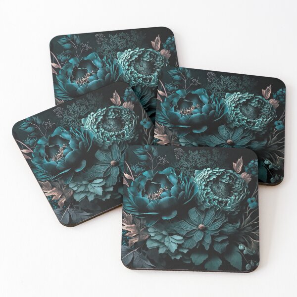 Item preview, Renaissance Vibes Moody Opulent Flowers Teal designed and sold by artsandsoul.