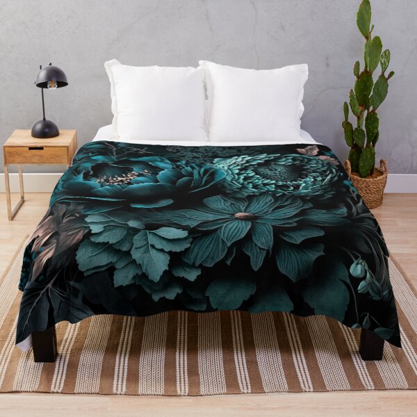 Item preview, Renaissance Vibes Moody Opulent Flowers Teal designed and sold by artsandsoul.