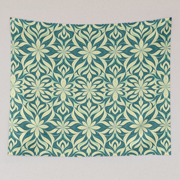 Item preview, Blue, Flowers & Leaves, Abstract Artistic Stylize, Symmetrical Repeated Texture Pattern (image size 8320x12480) designed and sold by Digital-Davinci.