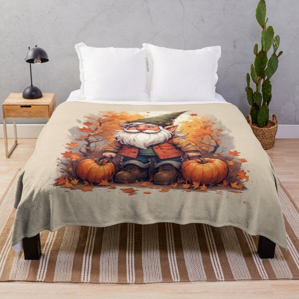 Item preview, Pumpkin-Holding Forest Gnome – Cozy Autumn Leaves & Woodland Design designed and sold by InkwildStudio.