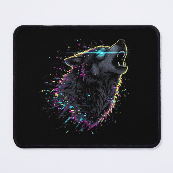 Item preview, Cybernetic Wolf Glitch Howl - Unique Neon Bio-Glitch Wildlife Art Design designed and sold by VenitaFrances.