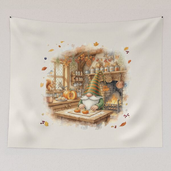 Item preview, Autumn Kitchen Gnome – Cozy Fall Cooking, Forest Critters & Hearth Design designed and sold by InkwildStudio.