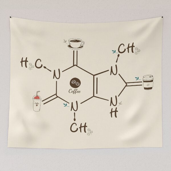 Item preview, Caffeine Molecule – Coffee Chemistry Illustration Design designed and sold by chillaxcats.