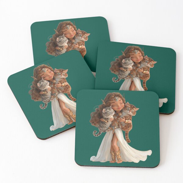 Item preview, Freyja Chibi Goddess with Cats | Kawaii Norse Mythology Art designed and sold by GoldenChiArt.