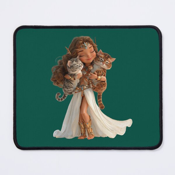 Item preview, Freyja Chibi Goddess with Cats | Kawaii Norse Mythology Art designed and sold by GoldenChiArt.