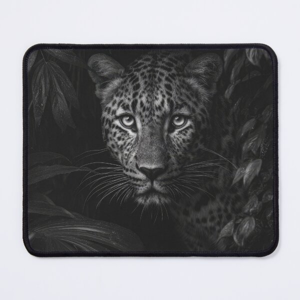 Item preview, A black-and-white image of leopard in the jungle designed and sold by Julia Shepeleva.