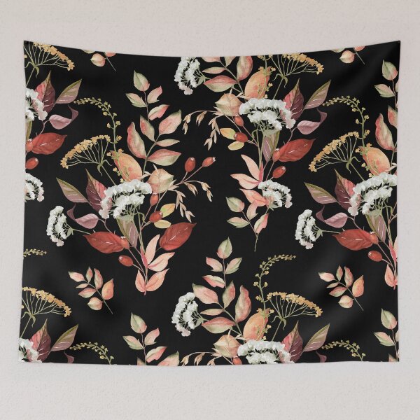 Item preview, Floral A-Line Dress with Vibrant Autumn Leaves and Blossoms designed and sold by FestivityFinds.