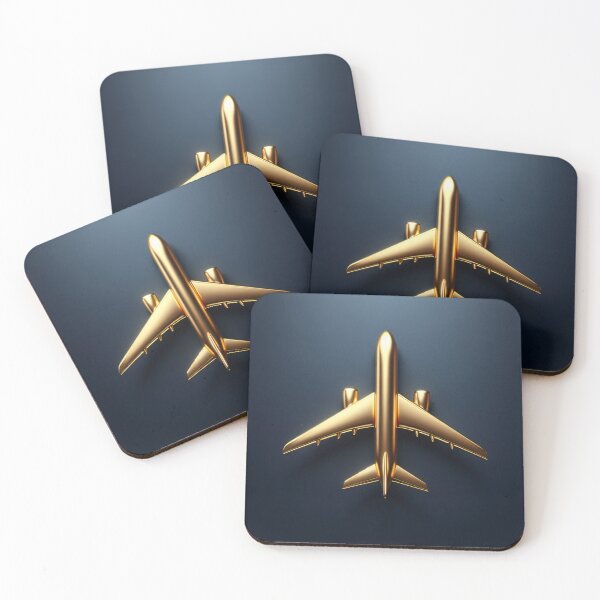 Item preview, Elegant Golden Airplane Model Against Dark Background for Luxury Themes designed and sold by KanDa-Shop.