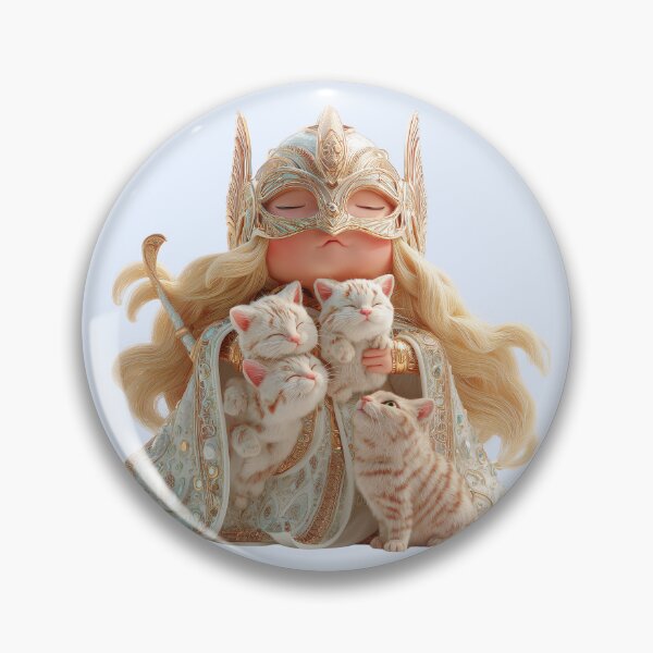 Item preview, Freyja Chibi Goddess with Cats | Kawaii Norse Mythology Art designed and sold by GoldenChiArt.