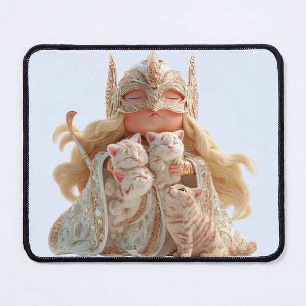 Item preview, Freyja Chibi Goddess with Cats | Kawaii Norse Mythology Art designed and sold by GoldenChiArt.
