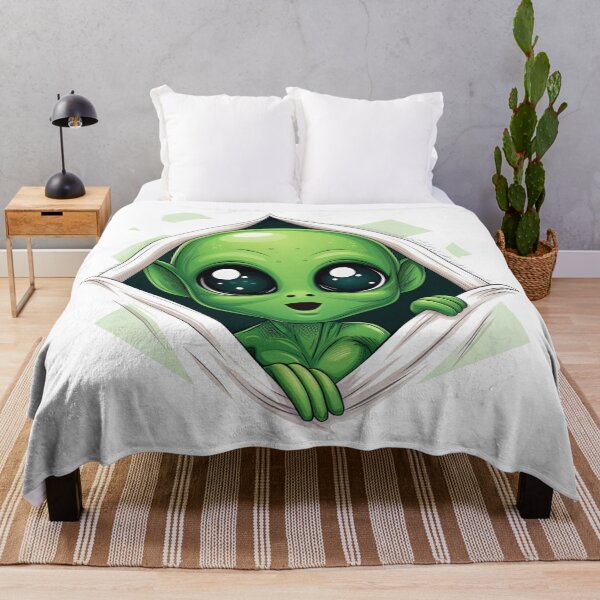Item preview, Cute Green Alien Peeking – Kawaii Space Creature Illustration designed and sold by DamianRoy88.