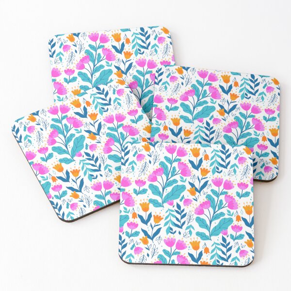 Item preview,  pink and orange flowers on a white background designed and sold by burbura.