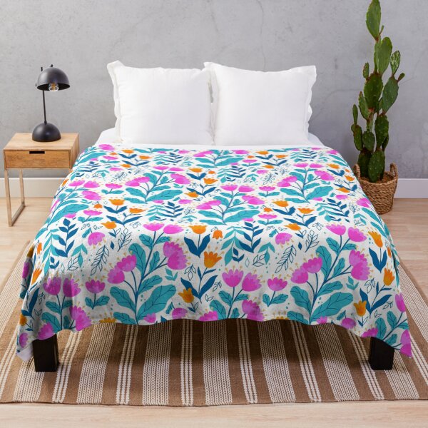 Item preview, pink and orange flowers on a white background designed and sold by burbura.