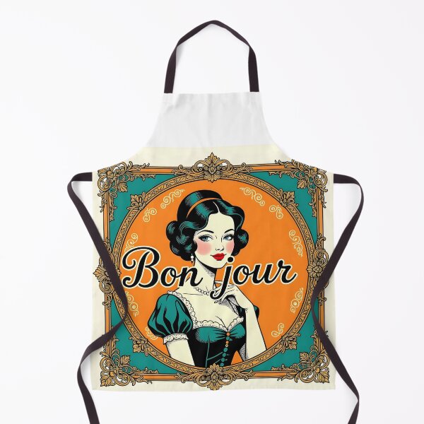 Item preview, Bonjour – Vintage Orange and Turquoise Framed Design designed and sold by EmeraldeaArt.