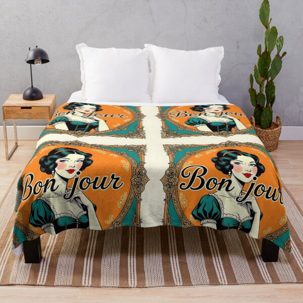 Item preview, Bonjour – Vintage Orange and Turquoise Framed Design designed and sold by EmeraldeaArt.