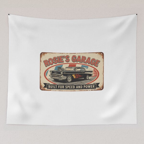 Item preview, Rosie's Garage - Built for Speed and Power - Vintage Muscle Car Sign designed and sold by RedDelaney.