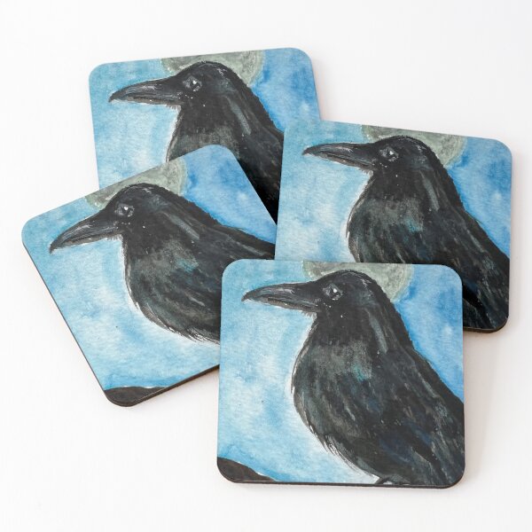 Item preview, Black Raven and Moonlight Watercolor Painting designed and sold by Monika Howarth.