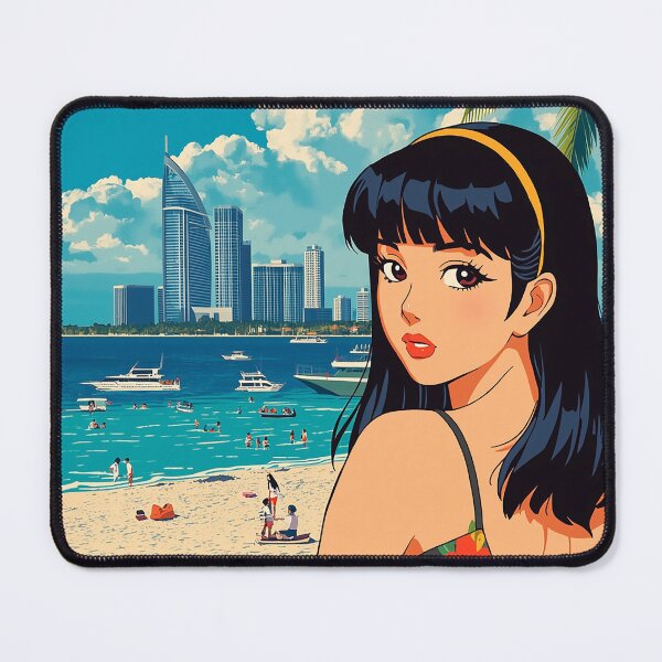 Item preview, Retro Anime Miami – Vintage Beach Travel Poster designed and sold by LunaraStudios.