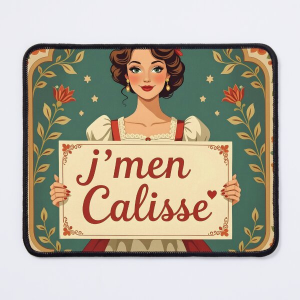 Item preview, J’men Calisse – Folk Art Floral Framed French Canadian Quote designed and sold by EmeraldeaArt.
