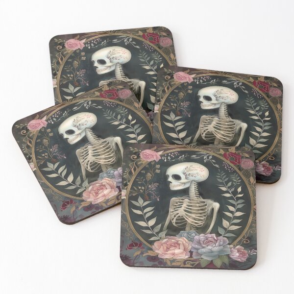 Item preview, Skeleton With Flowers - Macabre Art designed and sold by Frame & Fold.