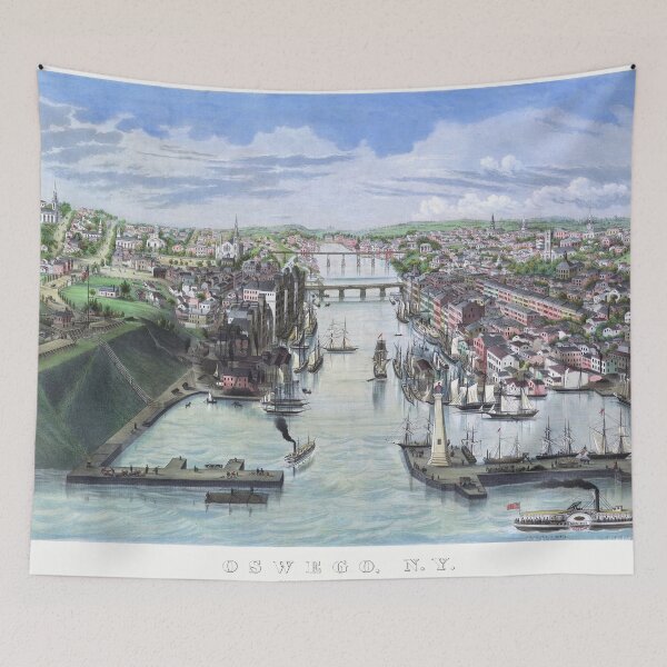 Item preview, OSWEGO NEW YORK city old map  designed and sold by FrenchPrinting.