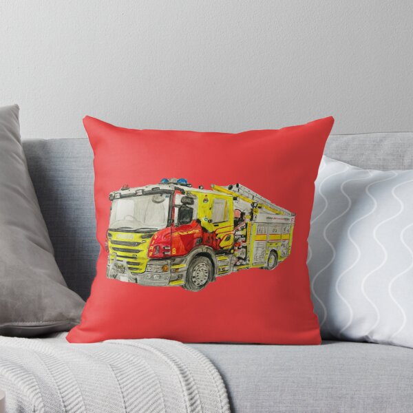 Item preview, Australian Capitol Territory Fire truck Cushion red designed and sold by Truck drawing art.