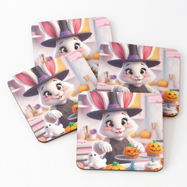 Item preview, Cute Halloween Bunny Chef – Witch Hat and Pumpkin Cupcakes designed and sold by ArmaanArts.