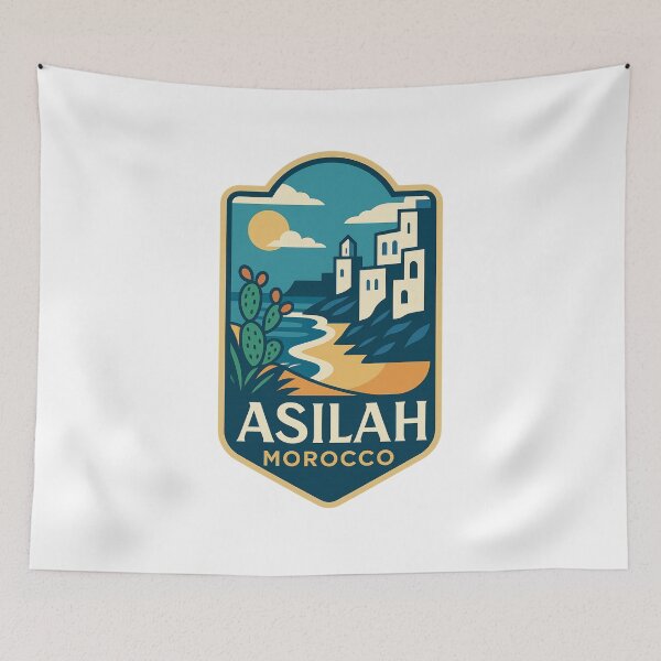 Item preview, Asilah Morocco Seaside Medina with Sunset and Cactus Coast designed and sold by Aryabek.